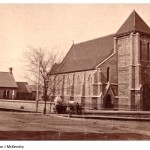 This late 1870s photograph of St. Paul’s Church by photographer Richard W. Barrow shows not only the church but the Sunday School (1872) and the wall on Montreal Street and along Queen Street. (Coll. of J. McKendry)