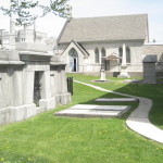 Looking North to Stuart Lair and the church hall in Kingston's Lower Burial Ground