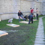 Setting up equipment for the Reflective Transformation Imaging (RTI) process in Kingston's Lower Burial Ground